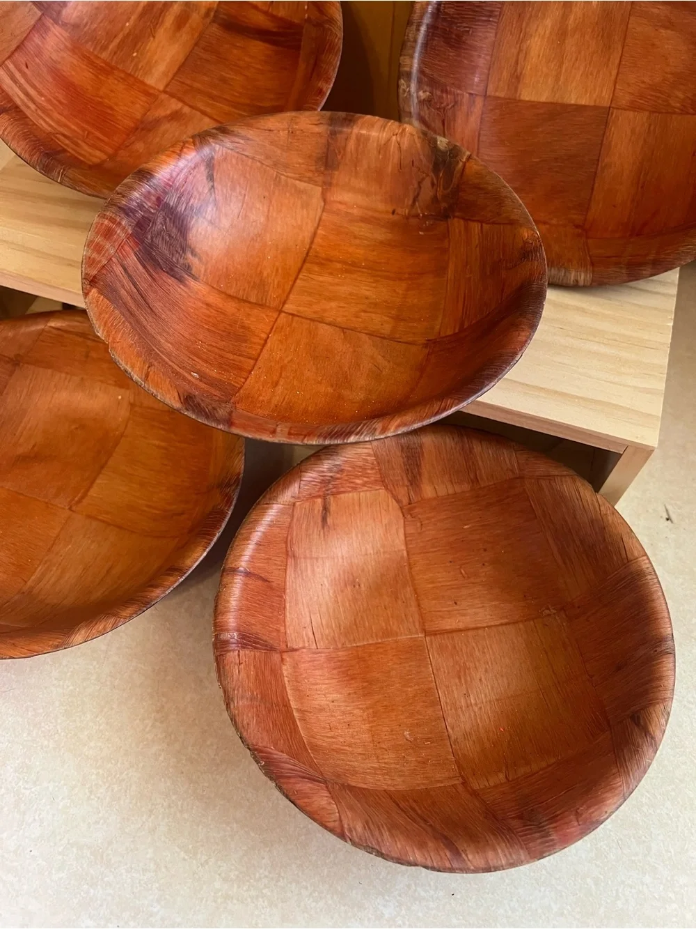 MCM Woven Wood Bowls